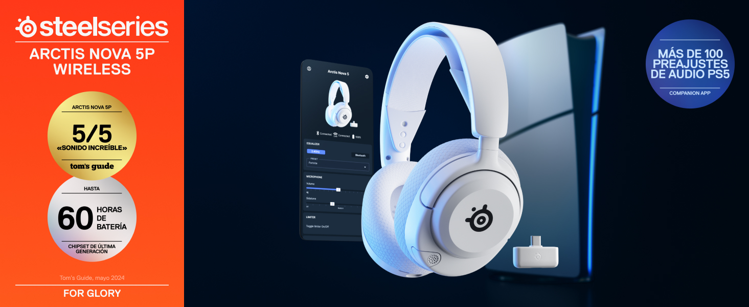 SteelSeries Arctis Nova 5P Blanco Cascos PS5 Inalámbricos - PS5